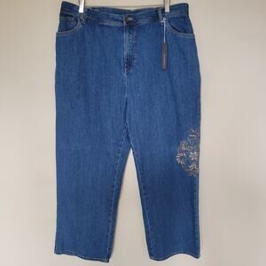 NWT Khazana Y2K 20W High Rise Stretch Denim Jeans Embroidered Sequin Straight